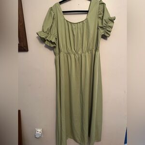 Scarlet Darkness Olive Green Midi Dress